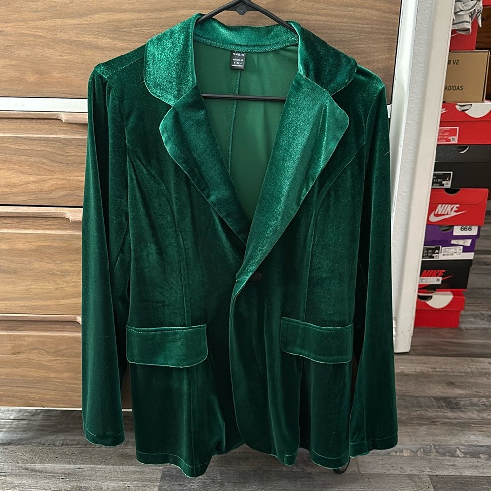 Emerald Green Velour Blazer